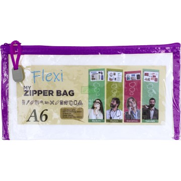 WB-831  A6L Clear PVC Bag c/w Colourful Zip