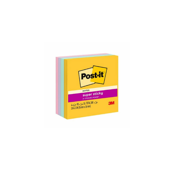 3M Super Sticky Note 654-4SSSWT Sweet 3×3 (90sx4pds) – Booklandgreen