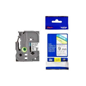 Brother Tape Cassette Black on Clear 9mm TZE-121