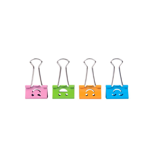 Deli Binder Clip 19mm x 40 Pcs Smiley Face 8487