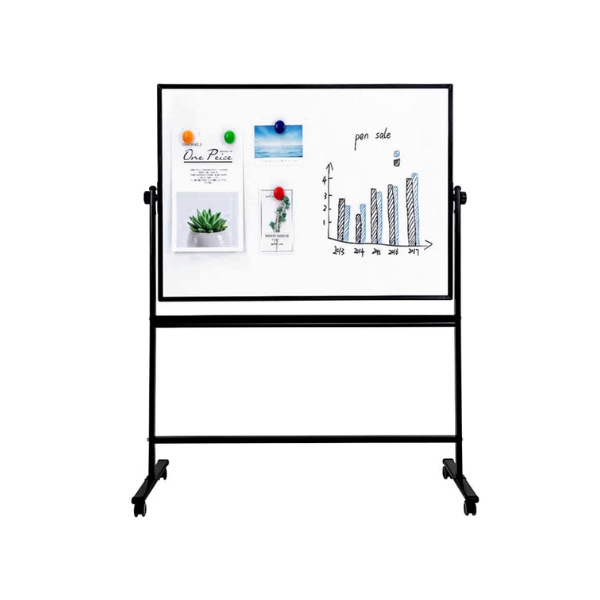 Deli Double Sided White Board with Stand and Roller 90 x 120cm E7882