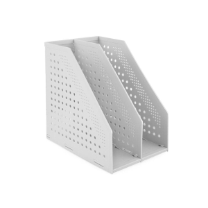 Deli Foldable 2 Layers Magazine Holder Light Grey 78999