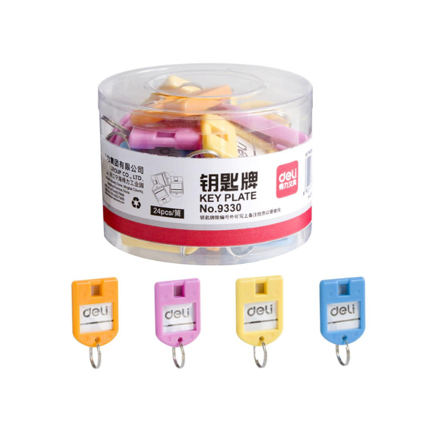 Deli Key Tag Assorted Colour Pack of 24 9330