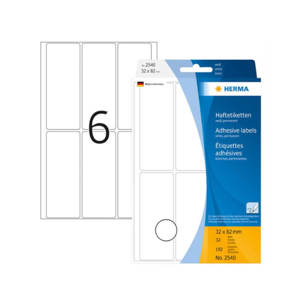 HERMA Adhesive White Labels 32 x 82mm 2540