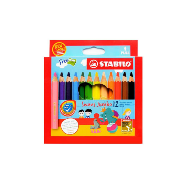 STABILO Swans Jumbo 12 Half Length Colour Pencils 1873J