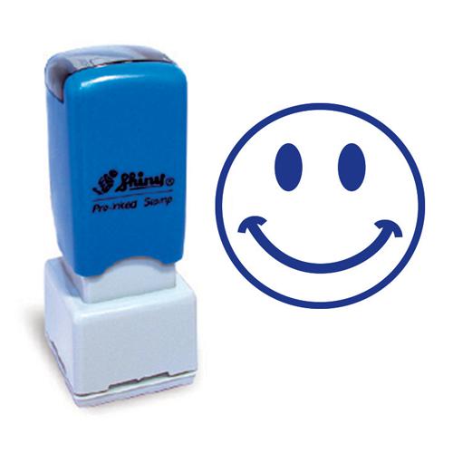 Shiny Pre-Inked Teacher Stamp Smiling Face Blue HS035