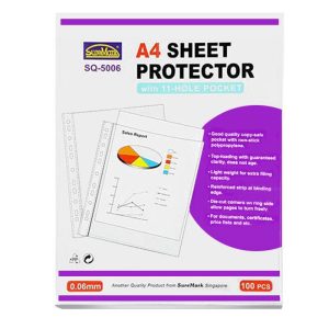Suremark A4 Sheet Protector (W/ 11 Hole Pocket) 0.06mm 100's SQ-5006