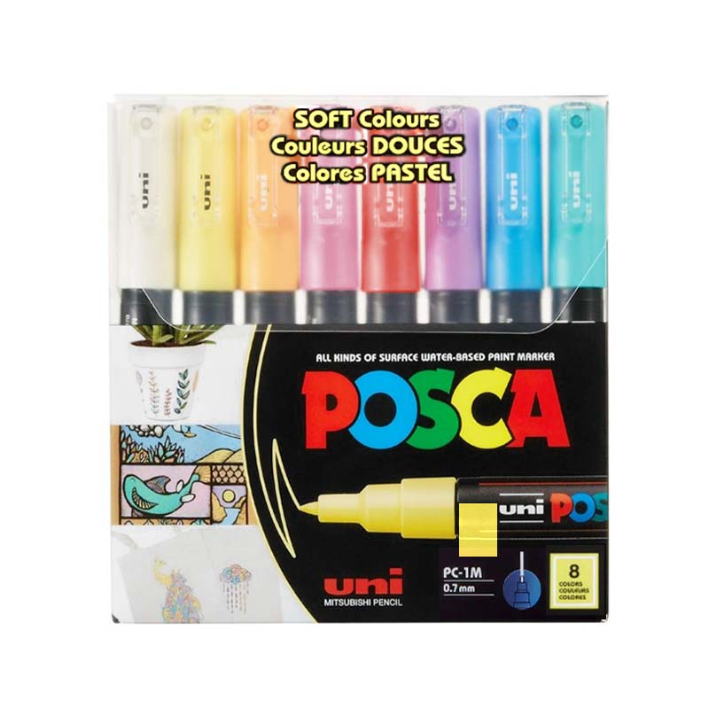 Uni Posca Water-based Marker PC-1M 8C /8 Soft Col 0.7mm
